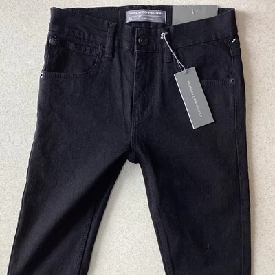 Pantalones de mezclilla negros súper ajustados French Connection para hombre talla 30 R W30 L33 (425E) nuevos con etiquetas Foto 1 de 4