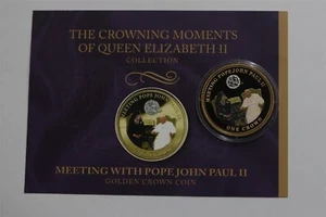 🧭 🇸🇭 TRISTAN DA CUNHA CROWN 2014 GOLD PLATED COLOURED + COA B67 #303 - Picture 1 of 2