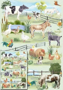 Farm Animal Wrapping Paper - 1 Sheet of Semi gloss with matching card - Picture 1 of 3
