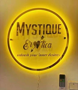 3D Acrylic Round Custom Sign Logo Backlit LED Light Love Sexy Studio Lover Kiss - Picture 1 of 12