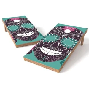 Sugar Skull Face Cornhole Board Wrap - Picture 1 of 2