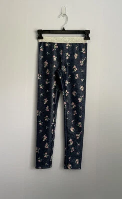 H&M Niñas Azul Floral Brillo Metálico Leggings 8-9 Y Foto 1 de 4