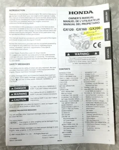 Honda GX120-GX160-GX200 Engine Owners Manual 2007 (English, Spanish, French) - Picture 1 of 4