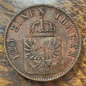 1863-A Prussia 3 Pfennig Nice Original XF KM-482 CHRC - Picture 1 of 2