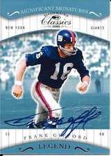 FRANK GIFFORD SIGNED 2001 DONRUSS CLASSIC SIGNIFICANT SIGNATURES CERTIFIED CARD