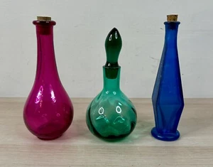 Vintage Decorative Colored Glass Bottles With Stopper Collectible - Picture 1 of 1