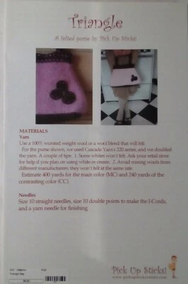 Pick Up Sticks Felted Triangle Purse with Flower Bag Tote 8.5"x5.5" brochure  - Image 1 of 4