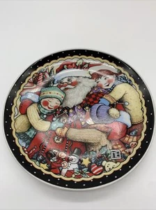 Plato de Navidad Mary Engelbreit con plato de galletas de Papá Noel y niños - Imagen 1 de 6