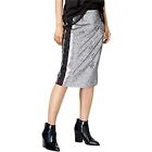 Bar III NEW $70 Women's Sequined Contrast-Trim Straight Skirt, Silver & Black 4