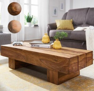 Mesa de centro FineBuy madera maciza 120 cm de ancho mesa de salón casa de campo mesa auxiliar