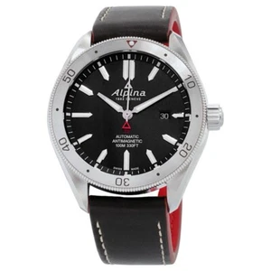Alpina Mens Black Automatic Calendar Leather And Rubber Strap Watch AL-525BS5AQ6 - Picture 1 of 4