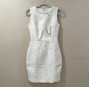 New $345 Halston Heritage Women's Ivory Texture Sleeveless Mini Dress Size 2 - Picture 1 of 10
