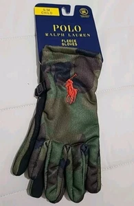 NWT Polo Ralph Lauren Youth Fleece Gloves Camo Green S/M Touchscreen Compatible - Picture 1 of 4