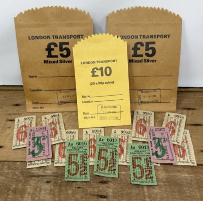 Vintage Lot of 18 - British UK Bus Tickets, London Transport Coin Bags, Ephemera - Image 1 of 4