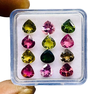 VVS 12 Pcs Natural Tourmaline 5mm Pear Cut Loose Untreated Gemstones 4.65 Cts - Image 1 of 4