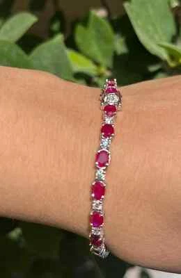 Express yourself in 9.48Ct Round Natural Ruby Diamond bracelet in 18K White Gold - Image 1 of 4