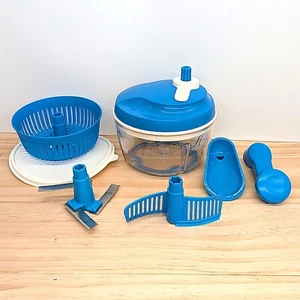 Tupperware Quick Chef Pro System Tritatutto Manuale Blu Completo - Foto 1 di 6
