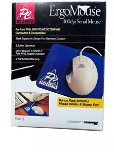 ErgoMouse 3-Button 400dpi Serial Mouse + Accessories P20018 Vintage - Picture 1 of 11