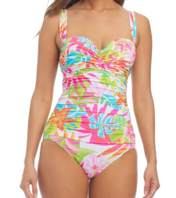 Bleu Rod Beattie Packing a Punch Shirred Bandeau One Piece Swimsuit Underwire 8 - Image 1 of 4
