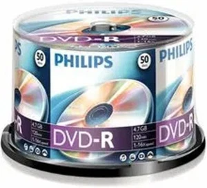 50 Philips DVD-R DVD - 50 Blank Recordable DVD Discs 16x 4.7GB - Afbeelding 1 van 1