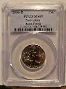 2006 D Nebraska State Quarter Quarter PCGS MS 69 Satin Finish - Picture 1 of 2