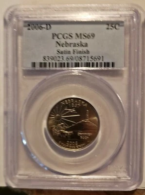 2006 D Nebraska State Quarter Quarter PCGS MS 69 Satin Finish - Image 1 of 2