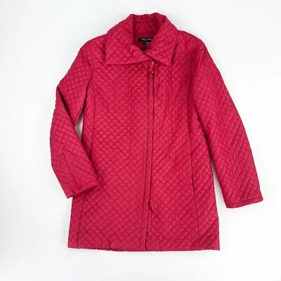 Etcetera Red Full Zip Quilted Flannel Wool Lined Long Sleeve Jacket Top Womens 4 - Image 1 of 4