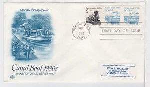 TurtlesTradingPost- Canal Boat 1880s- 1987 #2257 FDC Artcraft Cachet - Picture 1 of 1