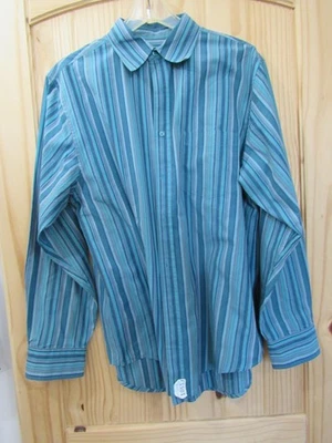 Scandia Woods Shirt Mens Medium Green Teal Multi Stripe Button Front Long Sleeve - Image 1 of 4