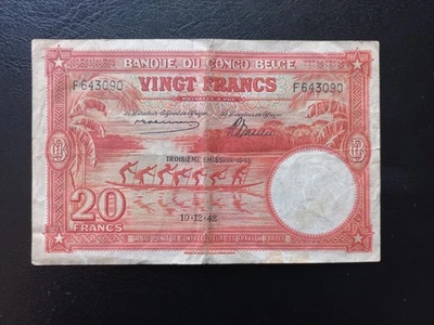 Belgian Congo 20 Francs, 10-02-1942, (P-15b) - Image 1 of 4