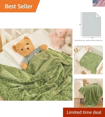 Роскошно мягкое флисовое детское одеяло, зеленый шалфей 30x40 — идеальное пеленание и плед - Изображение 1 из 4