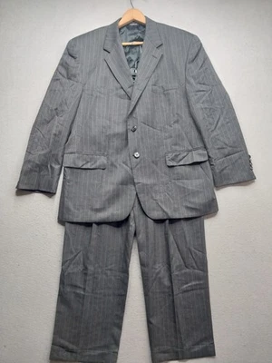 CHAPS by RALPH LAUREN Wool Suit Mens 44S 38X30 Pants Gray Pinstripped 2 Button - Image 1 of 4