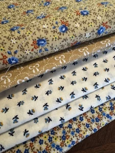 Lote De Colección 40 Azul Rojo Crema Ditsy Floral Acolchado Todo Algodón Paquete 9" Cuadrados - Imagen 1 de 8