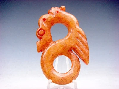 Old Nephirte Jade Stone Carved Sculpture Curly Ancient Sea Dragon #05112503 - Image 1 of 4