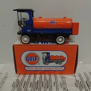 Gulf Oil 1910 Mack Tanker Truck Ertl Diecast Coin Bank #H298 - De colección 1996 Nuevo de Lote Antiguo - Imagen 1 de 4