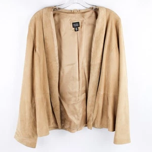 Eileen Fisher Tan Italian Suede Jacket Women's Size Large - Picture 1 of 5