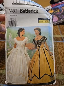 Butterick Costume Pattern 6693 Making History Civil War Size 12, 14, 16 Uncut FF - Picture 1 of 12