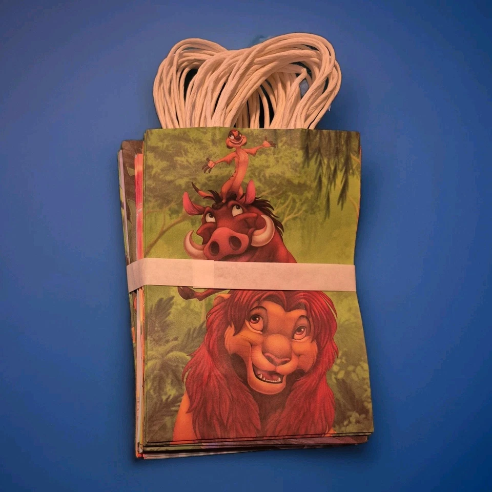 LOTE-12 BOLSAS DE REGALO DE FIESTA DISNEY EL REY LEÓN-SIMBA & FRIENDS + MUFASA Foto 1 de 1