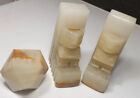 Lot of 3 Vintage Onyx Hand Carved Bookends Paperweight Hecho, En Mexico