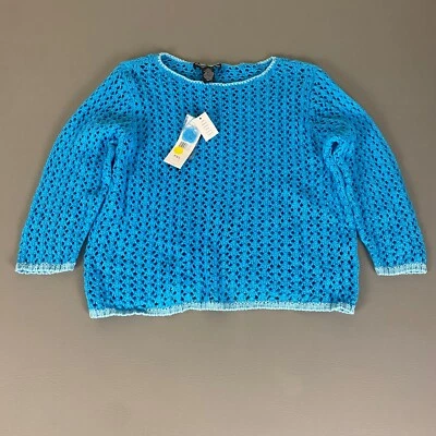 Suéter Norton McNaughton Tejido Crochet Abierto PXL Pequeño Azul Turquesa Nuevo Con Etiquetas Foto 1 de 4