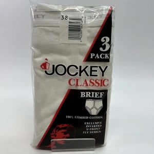 Jockey Classic Brief Mens Underwear 1987 Vintage White 3 Pack Size 38 - NOS - Picture 1 of 7