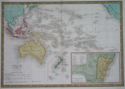 1838 NICE ORIGINAL MAP AUSTRALIA OCEANIA NEW ZEALAND GUAM HAWAII SANDWICH PAPUA - Image 1 of 4