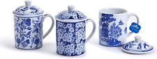 Two's Company Chinoiserie Mug With Lid Asst 3 Patterns Set Of 3 