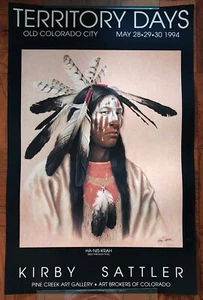1994 Kirby Sattler SIGNED Art Native American Poster Print Colorado Sprg Gallery - Picture 1 of 8