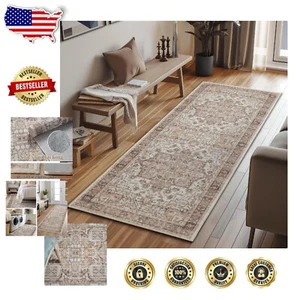 Washable 2x6 Runner Rug - Vintage Floral Soft Non-Slip for Kitchen & Hallway - Imagen 1 de 10