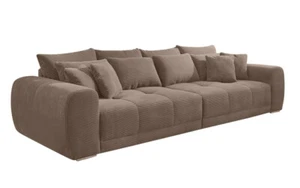 BIG-SOFA XXL 306 cm Federkern Lounge Couch mit Bezug aus Cord in Braun Taupe - Bild 1 von 8