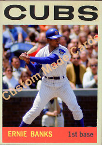 Custom made Topps style 1964  Chicago Cubs Ernie Banks baseball  card 