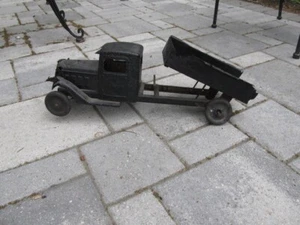 ANTIQUE 1920's Embossed Doors KEYSTONE PRESSED STEEL DUMP TRUCK 21" PARTS AS IS - Picture 1 of 24