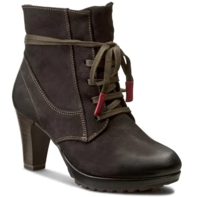 Botín Tamaris para mujer EE. UU. 8,5 negro cuero nobuck con cordones Foto 1 de 4