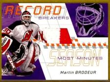 2001-02 Between the Pipes Record Breakers #RB4 Martin Brodeur JERSEY /50*